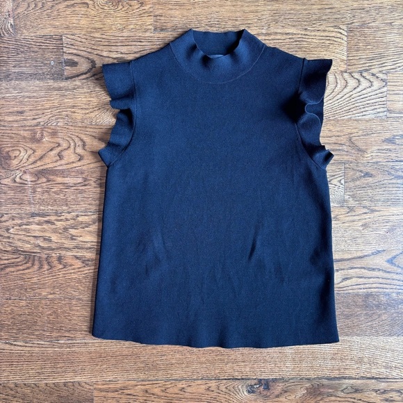 Ann Taylor Tops - Ann Taylor Black Sleeveless Ruffle Mock Neck Top | Medium